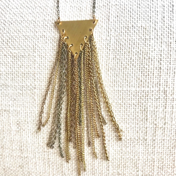 Free People Jewelry - FREE PEOPLE chain fringe necklace Triangle Metal